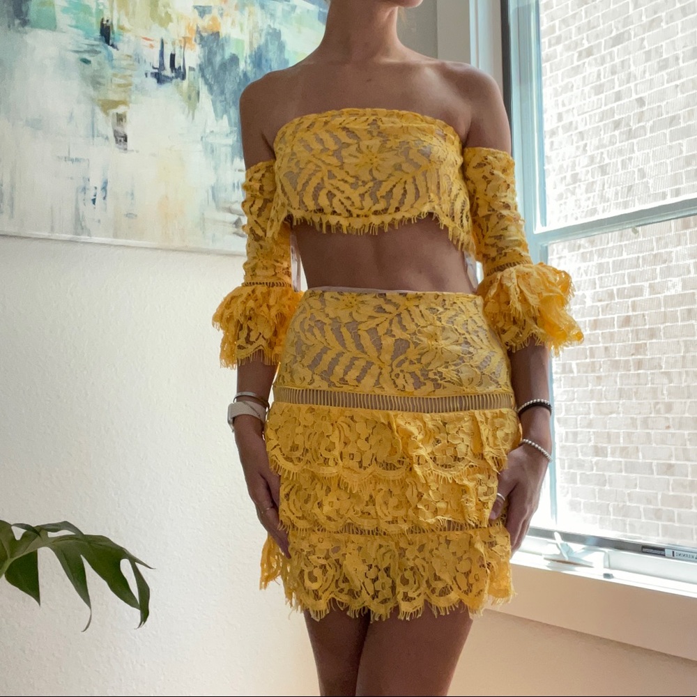 Lovers + Friends Pamela Skirt and Thorne Top Set in Golden
